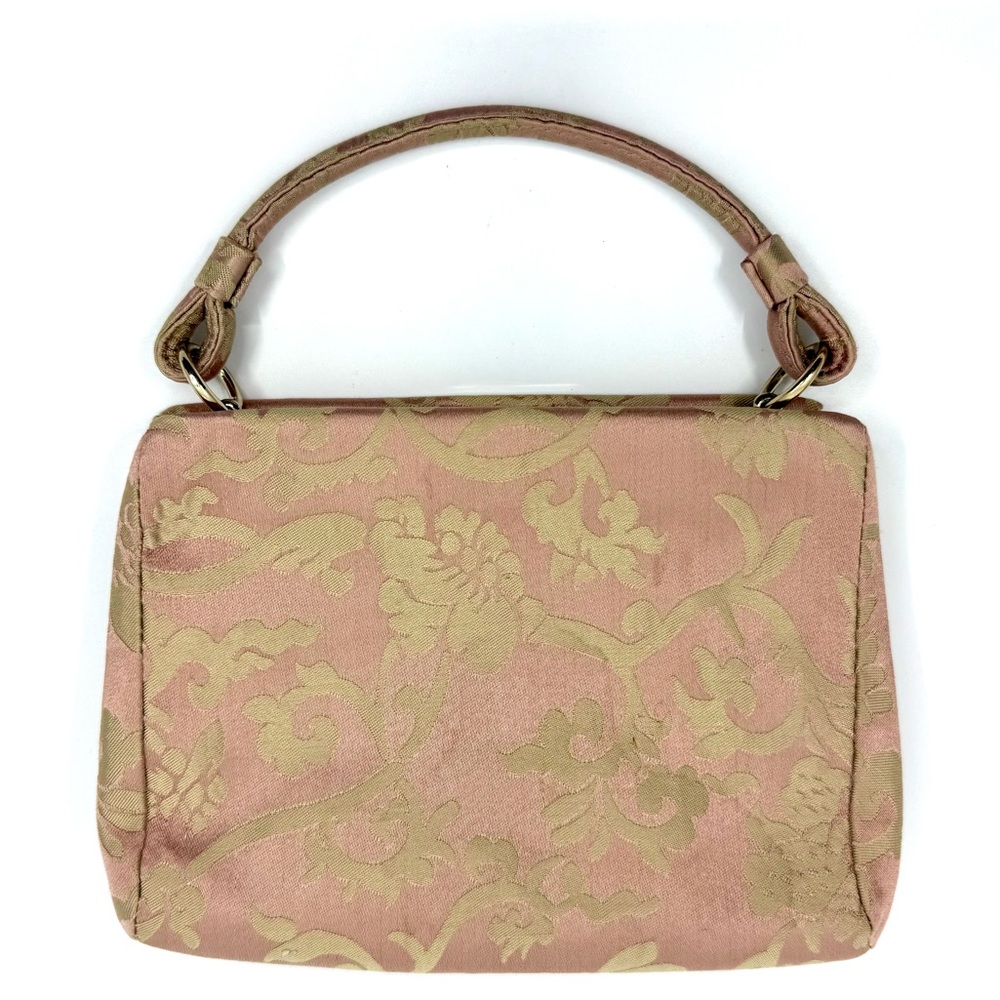 Vintage Banana Republic Evening Bag Handbag Pink Gold Silk Feminine